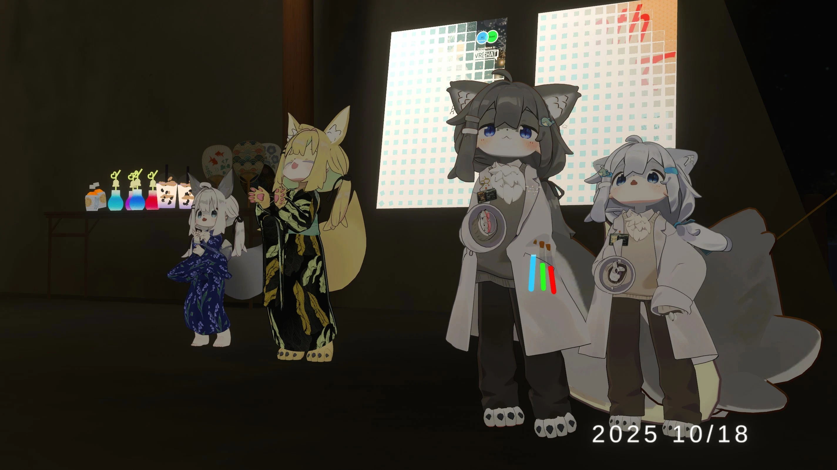 花火に夢中なけもひなた4匹